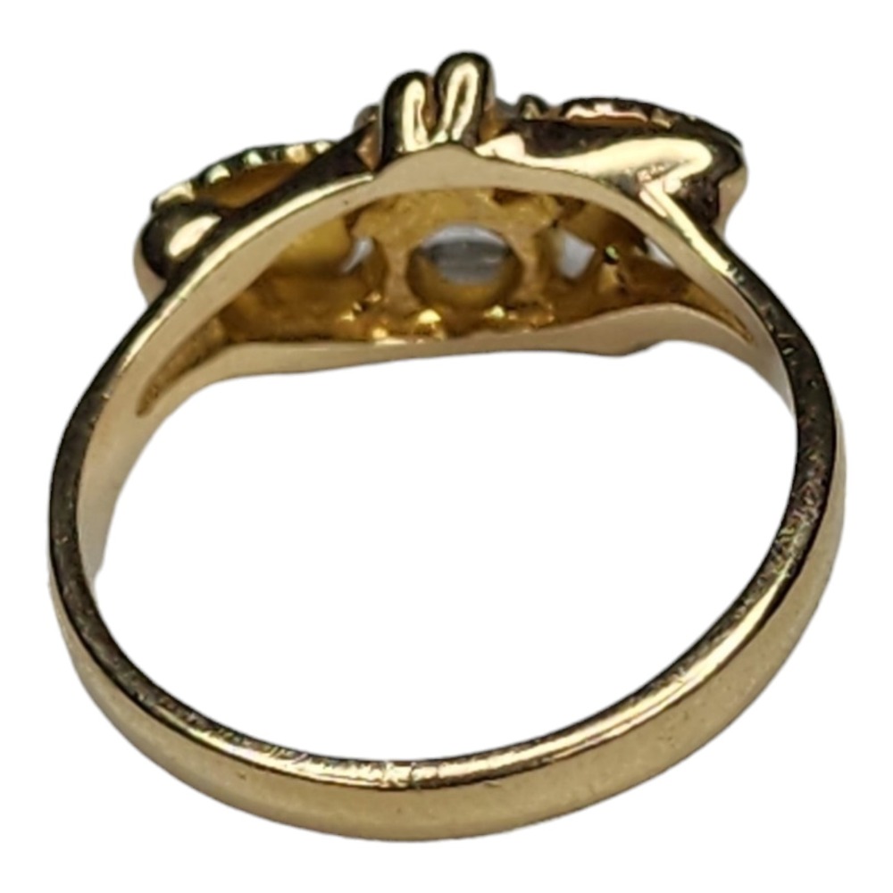 Vintage 10KT Black Hills Gold Clear Topaz Ring Size 6.25 Signed L - Picture 9 of 10